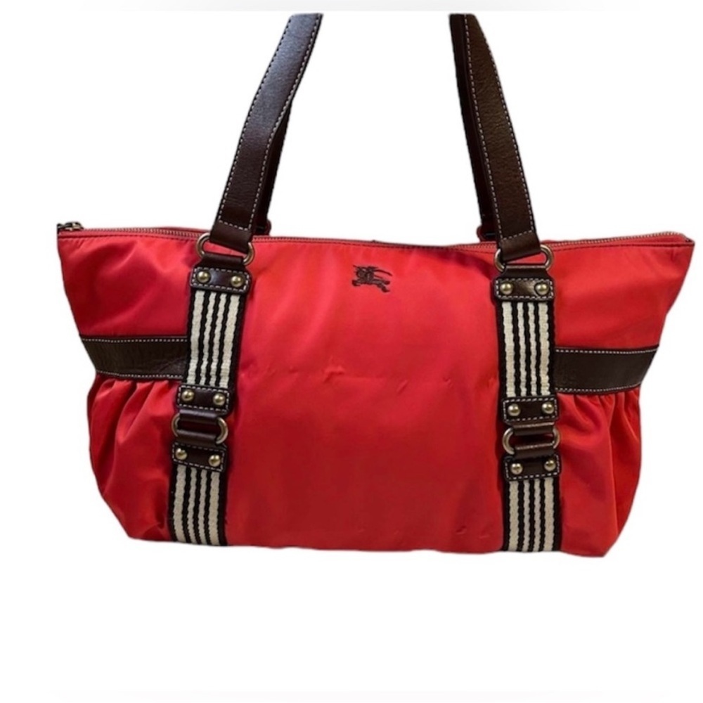 EUC- Burberry Red tote bag blue label